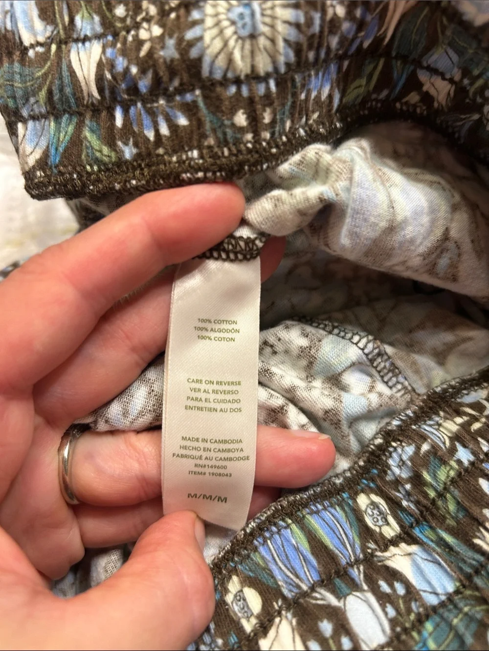 Vera Bradley M Blue Floral Print  Pajama Set